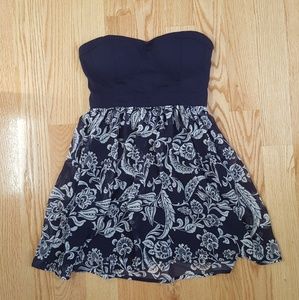F21 Navy Blue Paisley Print Tube Dress